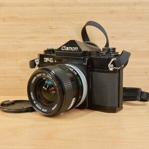 Canon F-1 35mm Professional SLR Film Camera w/ 24mm f/2.8 Lens, Made in Japan